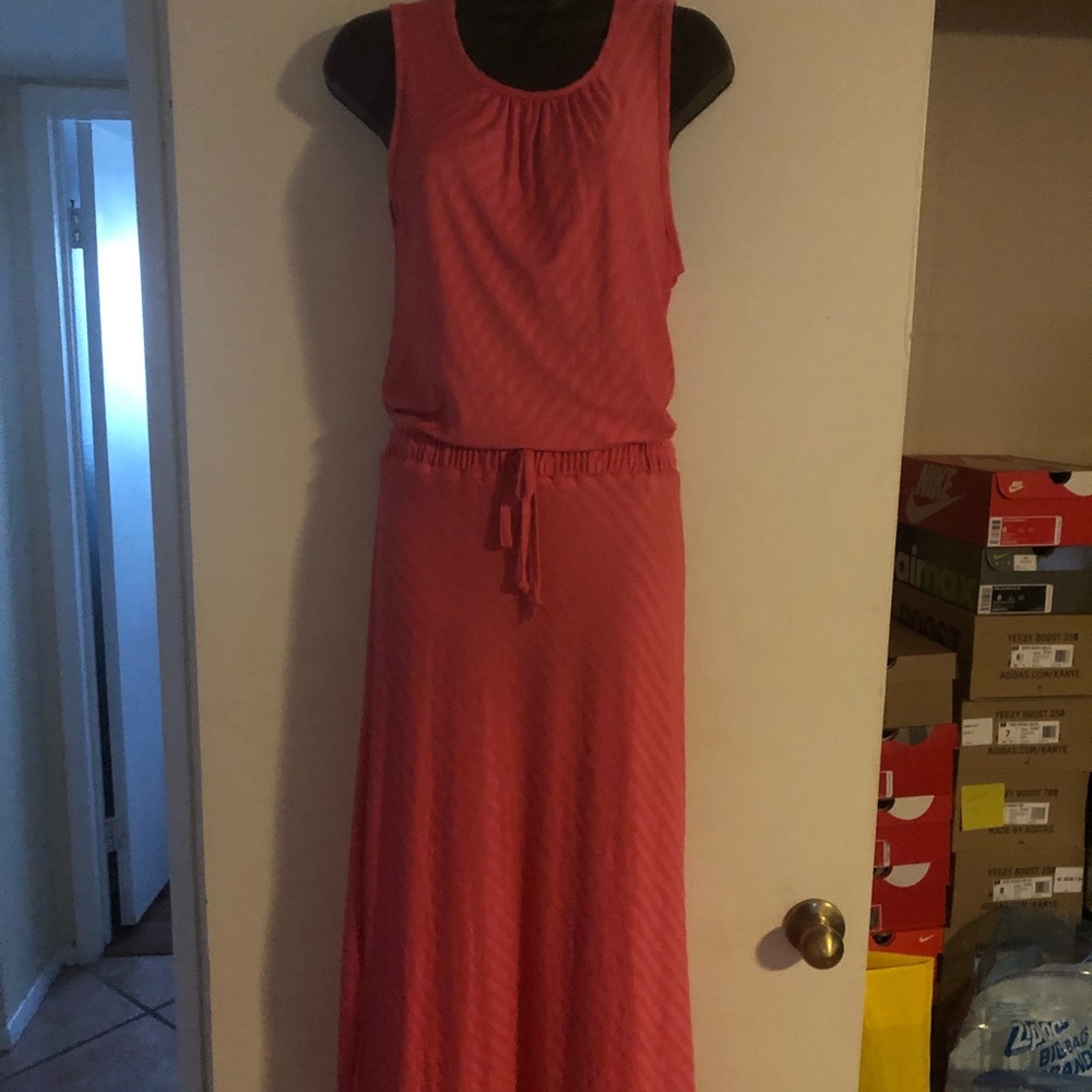 Pink and Orange Sleeveless Maxi Dress